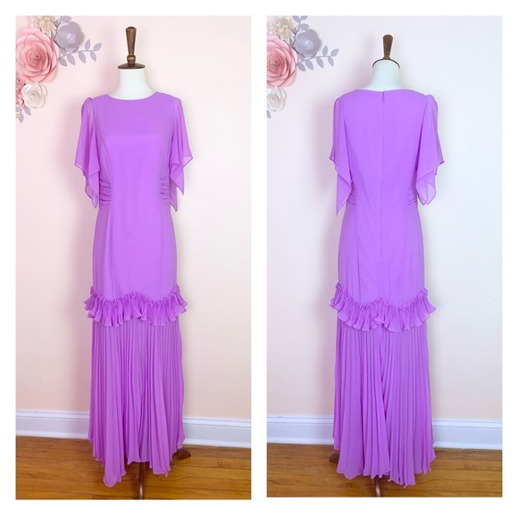 ***SOLD*** New! HALSTON Dramatic Pleated Ruffle Dress Gown - Picture 7 of 11